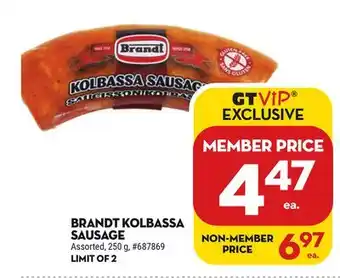 Giant Tiger Brandt kolbassa sausage offer