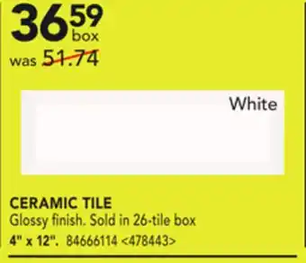 RONA Ceramic tile 4 x 12 offer