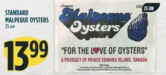 Marché Adonis Standard malpeque oysters offer