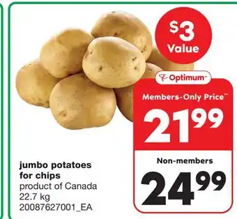 Wholesale Club Jumbo potatoes for chips, 22.7 kg offer