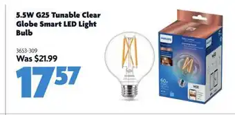 Home Hardware 5.5w g25 tunable clear globe smart led light bulb offer