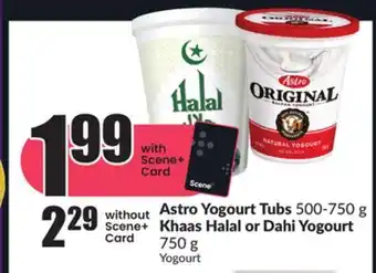 FreshCo Astro yogourt tubs 500-750 g khaas halal or dahi yogourt 750 g offer