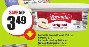 FreshCo Lactantia cream cheese 250 g or spread 227 g lactantia healthy attitude or omega 3 margarine 427 g offer