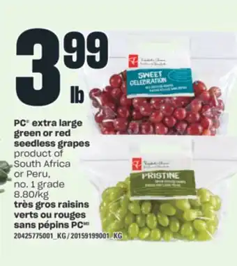 Valu-mart Très gros raisins verts ou rouges sans pépins pc offer