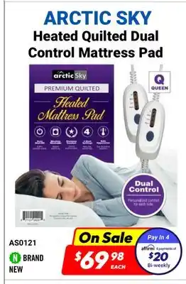 Factory Direct Arctic sky heated quilted dual control mattress pad offer
