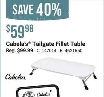 Bass Pro Cabela's tailgate fillet table offer