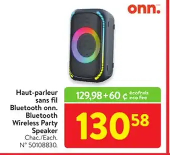 Walmart Onn. bluetooth wireless party speaker offer