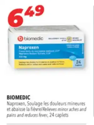 Familiprix Biomedic relieves minor aches and pains and reduces fever, 24 caplets offer