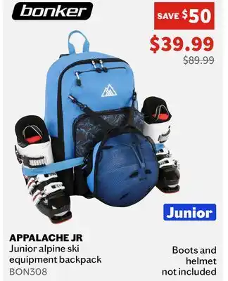 Bonker appalache jr junior alpine ski equipment backpack