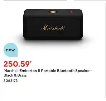 Staples Marshall emberton ii portable bluetooth speaker - black & brass offer