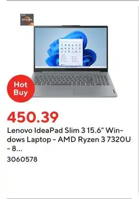Staples Lenovo ideapad slim 3 15.6 windows laptop - amd ryzen 3 7320u - 8 gb ram - 256 gb ssd - windows 11 home s offer
