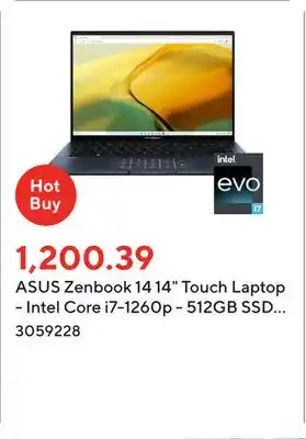 Staples Asus zenbook 14 14 touch laptop - intel core i7-1260p - 512gb ssd - 16gb ram - windows 11 - blue offer