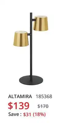 Multi Luminaire Altamira table lamp offer