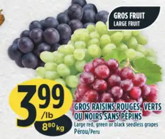 Marché Adonis Gros raisins rouges, verts ou noirs sans pépins offer