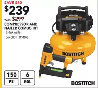 RONA Bostitch compressor and nailer combo ki offer
