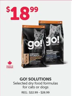 Mondou Go! solutions selected dry food formulas for cats or dogs offer