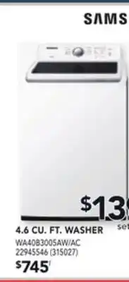 Réno Dépôt Samsung 4.6 cu. ft. washer offer
