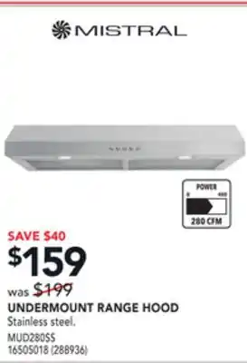 Réno Dépôt Mistral undermount range hood offer