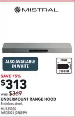Réno Dépôt Mistral undermount range hood offer