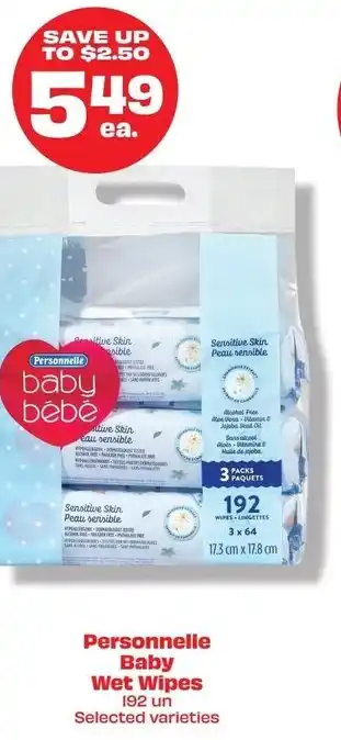 Metro Personnelle Baby Wet Wipes 192 un Selected varieties offer