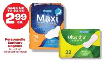 Metro Personnelle Sanitary Napkins 14-40 un Selected varieties offer