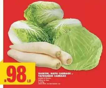 No Frills DAIKON, NAPA CABBAGE, TAIWANESE CABBAGE offer