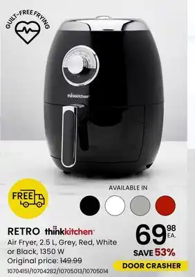 Stokes Retro air fryer, 2.5 l, grey, red, white or black, 1350 w offer