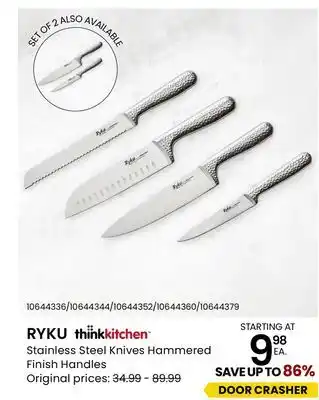 Stokes Ryku stainless steel knives hammered finish handles offer