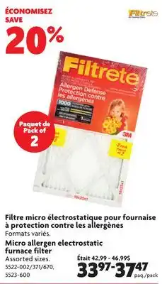 Home Hardware Micro allergen electrostatic furnace filter offer