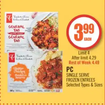Shoppers Drug Mart Pc single serve frozen entrees offer