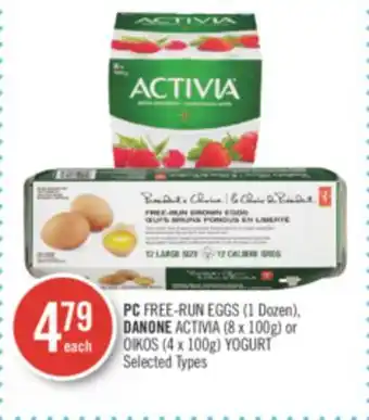 Shoppers Drug Mart Pc free-run eggs (1 dozen), danone activia (8 x 100g) or oikos (4 x 100g) yogurt offer
