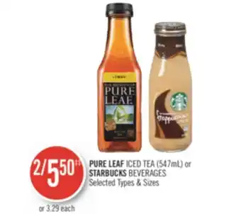 Shoppers Drug Mart Pure leaf iced tea (547 ml.) or starbucks beverages offer