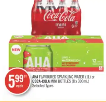 Shoppers Drug Mart Aha flavoured sparkling water (1l) or coca-cola mini bottles (8 x 300ml) offer