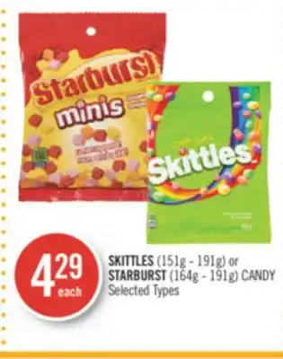 Shoppers Drug Mart Skittles (151g - 191g) or starburst (164g - 191g) candy offer