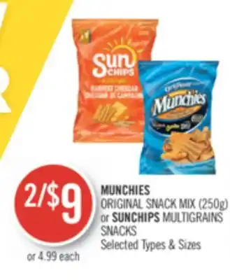 Shoppers Drug Mart Munchies original snack mix (250g or sunchips multigrains snacks offer