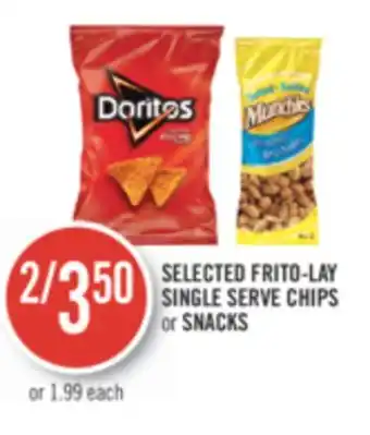 Shoppers Drug Mart Selected frito-lay single serve chips or snacks offer