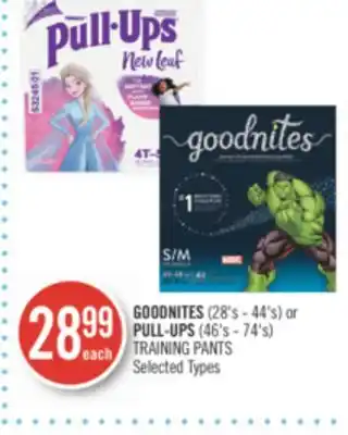 Shoppers Drug Mart Goodnites (28's - 44's) or pull-ups (46's - 74's) training pants offer