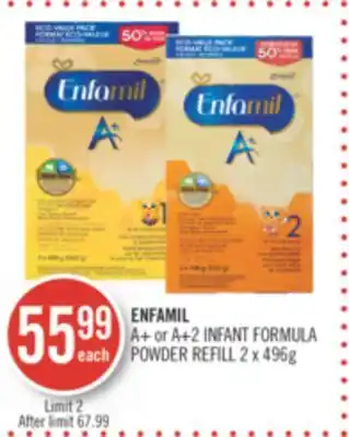 Shoppers Drug Mart Enfamil a+ or a+2 infant formula powder refill offer
