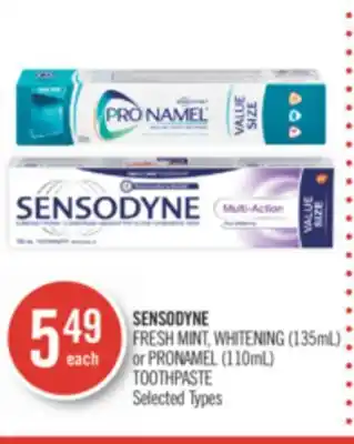 Shoppers Drug Mart Sensodyne fresh mint, whitening (135ml) or pronamel (110ml) toothpaste offer