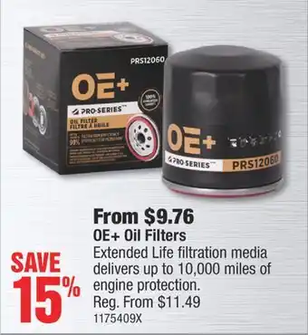 PartSource Oe+ oil filters offer