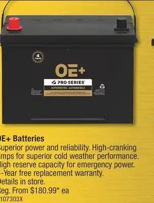PartSource Pro series oe+ batteries offer