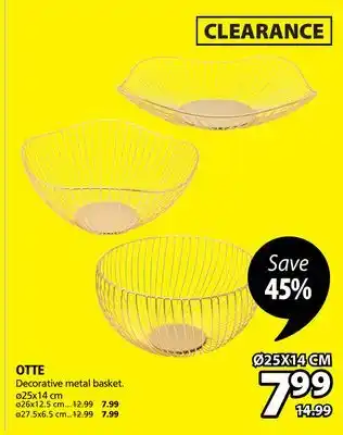 JYSK Otte decorative metal basket offer
