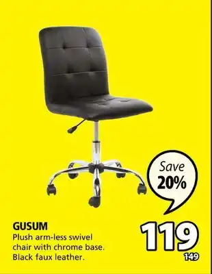 JYSK Gusum plush arm-less swivel chair with chrome base offer