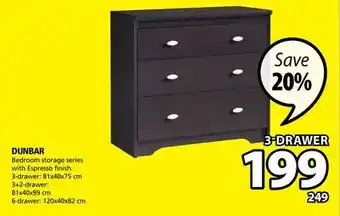 JYSK Dunbar bedroom storage series with espresso finish offer