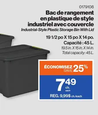 Patrick Morin Industrial-style plastic storage bin with lid offer