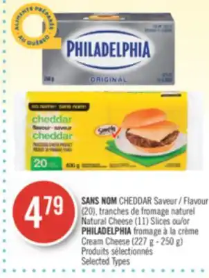 Pharmaprix No name cheddar flavour (20), natural cheese (11) slices or philadelphia cream cheese (227 g - 250 g) offer