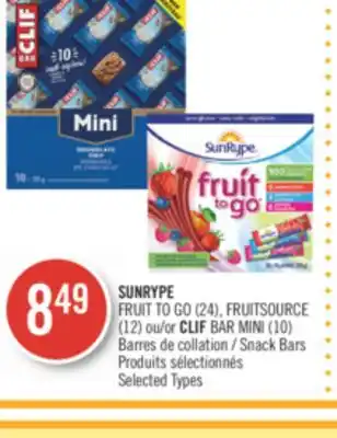 Pharmaprix Sunrype fruit to go (24), fruitsource (12) or clif bar mini (10) snack bars offer