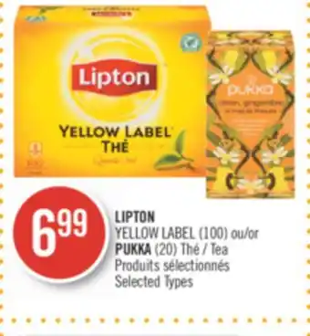 Pharmaprix Lipton (100) or pukka (20) tea offer