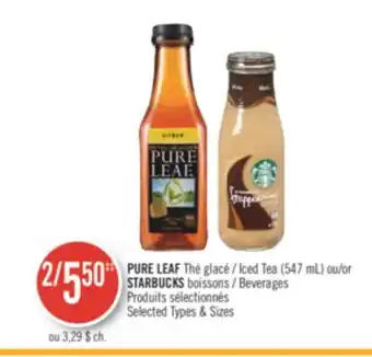 Pharmaprix Pure leaf iced tea (547 ml) or starbucks beverages offer