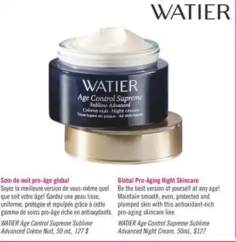 Pharmaprix Watier age control supreme sublime advanced night cream offer